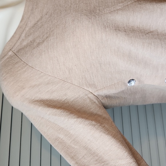 YA Los Angeles Neutral Button-Detail Top with Plaid Back Accent - Picture 5 of 15